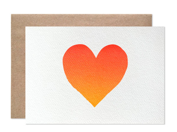 Neon Ombre Heart Blank Folding Card