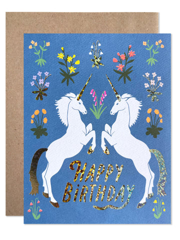 Happy Birthday Unicorns Blue