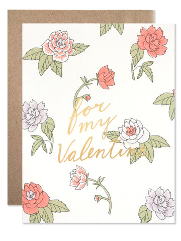 Valentine / For My Valentine Florals with Gold Foil - wholesale case of 6